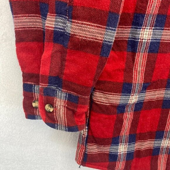VTG 90s Outdoor Exchange Flannel Shacket Jacket Mens Medium M Plaid Quilted Red - Picture 7 of 16